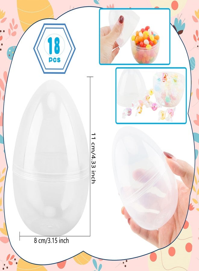 Restroma 18 Pcs 4.5 Inch Large Clear Easter Eggs Empty Fillable Plastic Surprise Egg Big Transparent Easter Eggs for Easter Party Supplies Hunt Decoration - Image 2